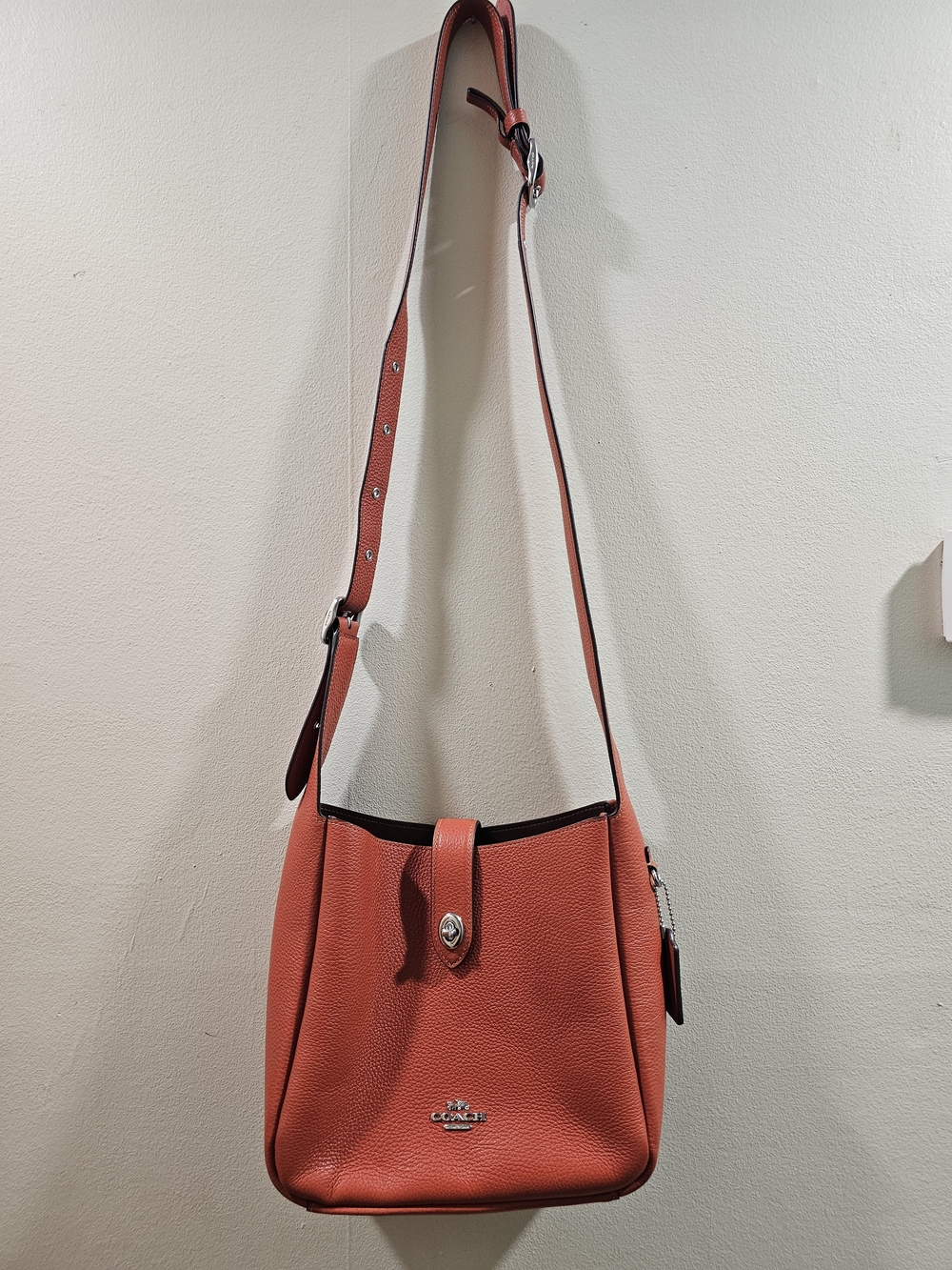 Coach Pebbled Leather Shoulder Bag in Orange